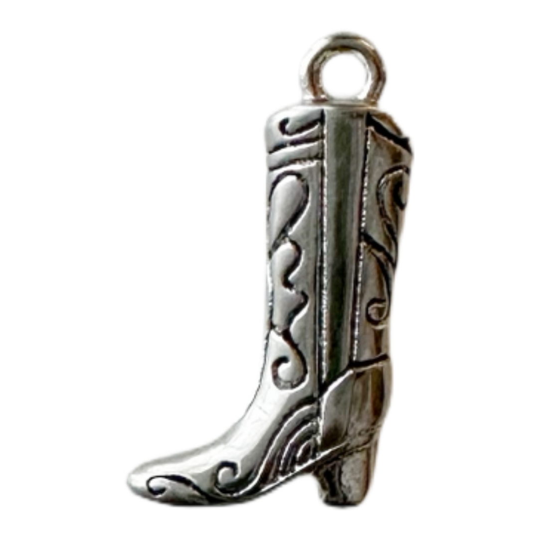 Silver Western Boot Charm