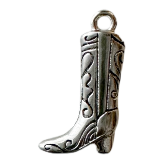 Silver Western Boot Charm