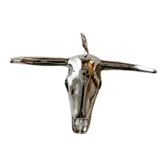 Silver Longhorn Skull Charm
