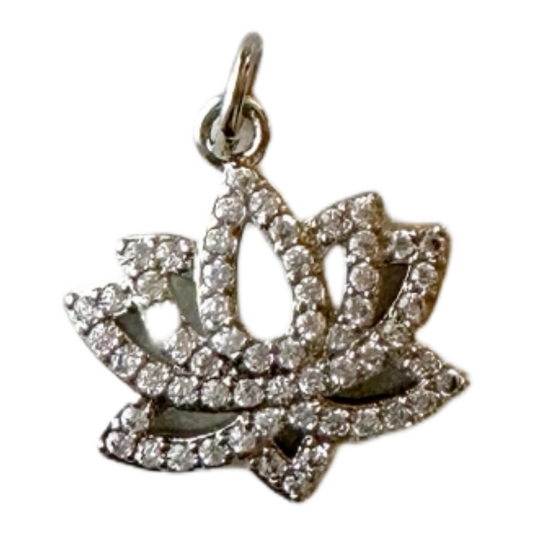 Sparkling Silver Lotus Charm