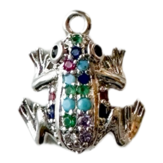 Silver Rainbow Frog Charm