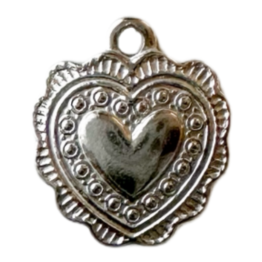 Embossed Silver Heart Charm