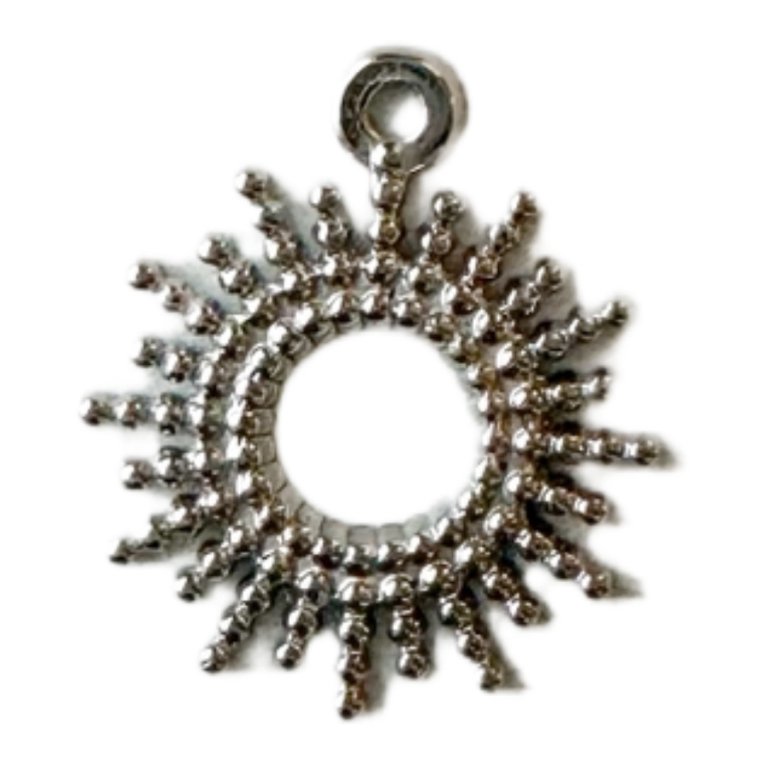 Silver Beaded Sunburst Charm