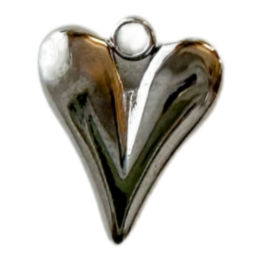 Chunky Silver Puffy Heart Charm