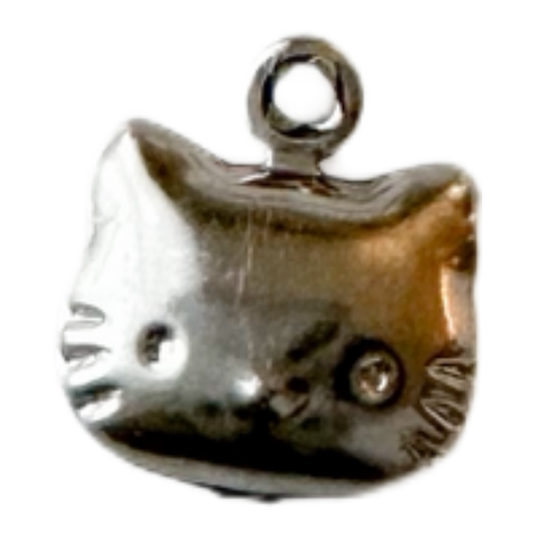 Silver Kitty Face Charm