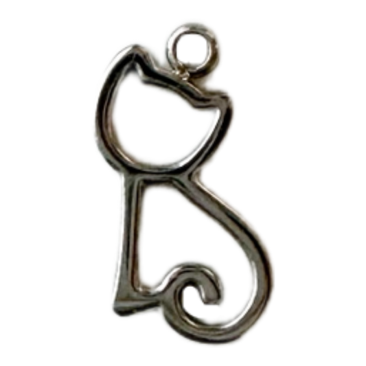 Silver Cat Outline Charm