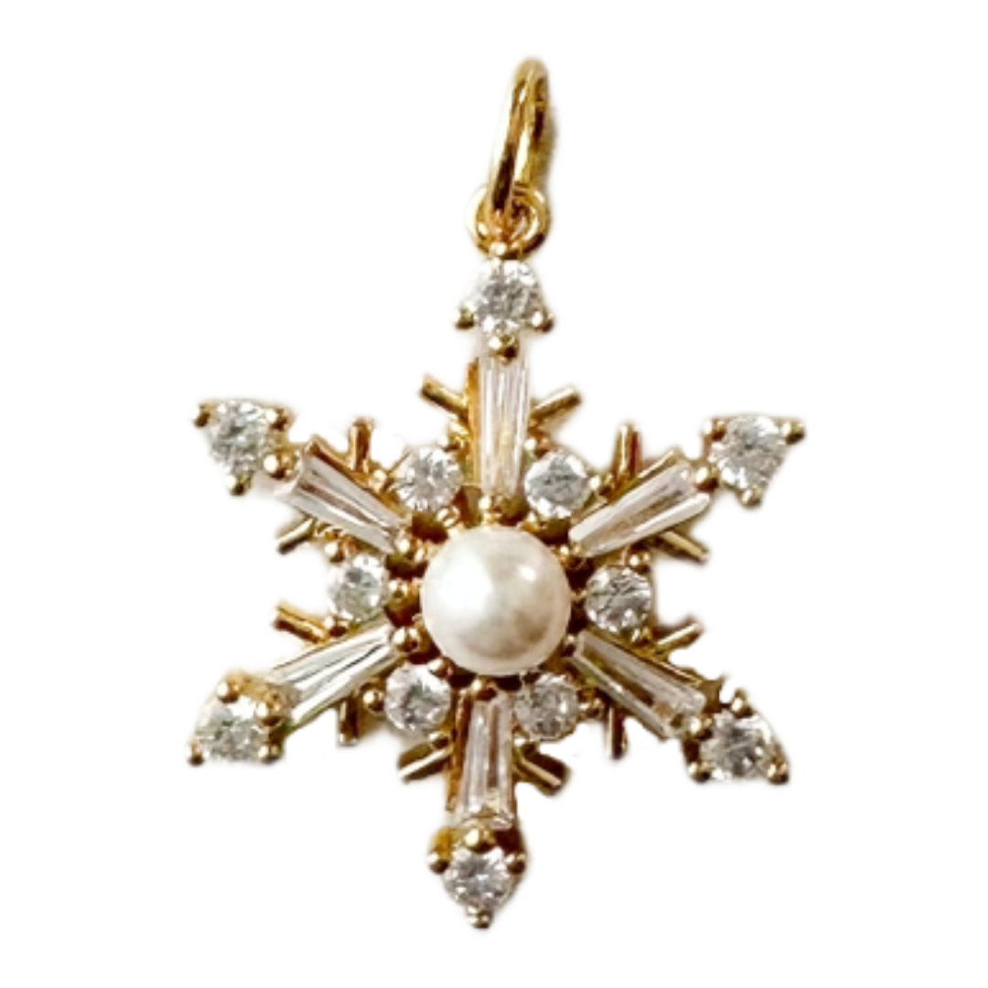 Snowflake Pearl Charm