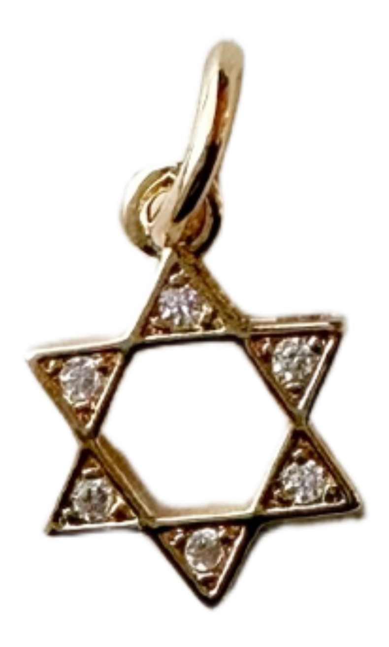 Gold pave star of david charm