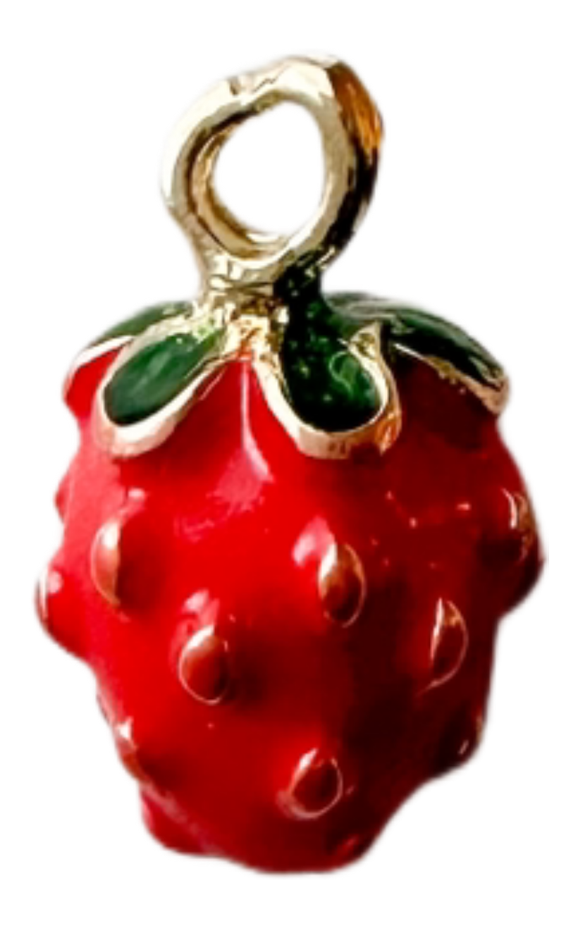 Gold red and green strawberry charm