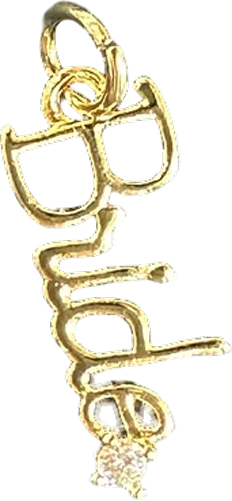 Gold Bride script charm with crystal