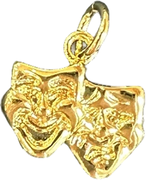 Gold comedy and tragedy masks charm