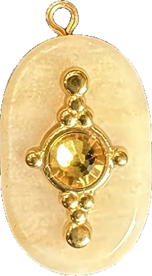 Cream Stone Cross Oval Charm