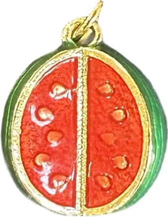 Red and green enamel watermelon charm