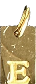 Engraved Initial Tag Charm E in gold