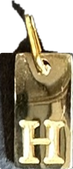 Engraved Initial Tag Charm H in gold