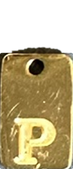 Engraved Initial Tag Charm P in gold