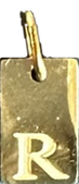 Engraved Initial Tag Charm R in gold