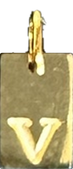 Engraved Initial Tag Charm V in gold