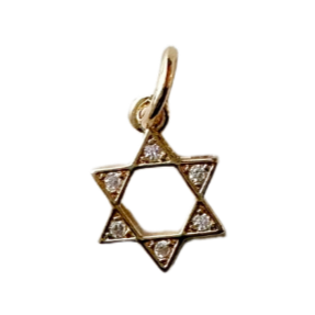 gold star of david charm with crystals