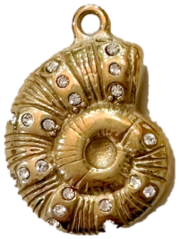 Gold nautilus shell charm with crystal accents