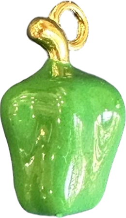 Green enamel bell pepper charm