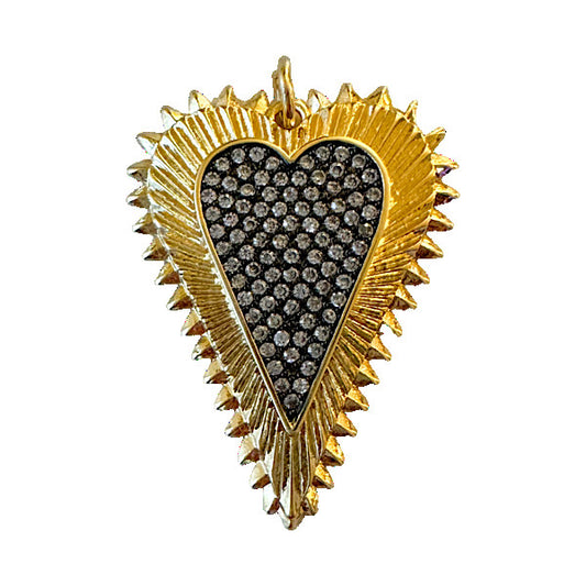 Black & Gold Pave Heart Charm