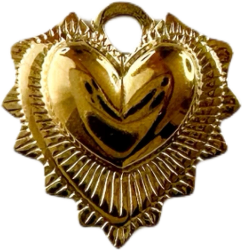 Gold Puffy Sacred Heart Charm