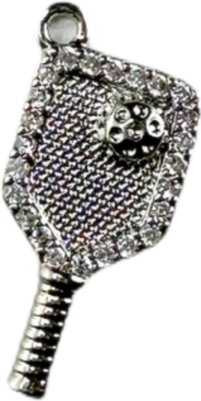 Silver Pave Pickleball Paddle Charm
