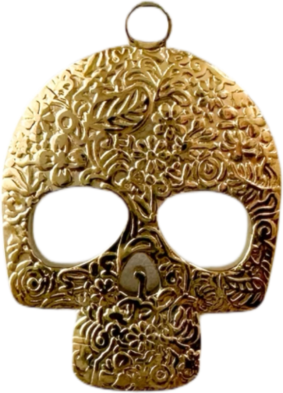 Gold Floral Sugar Skull Charm