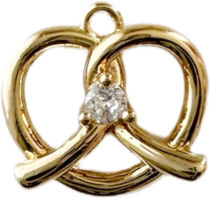 Gold Crystal Pretzel Charm