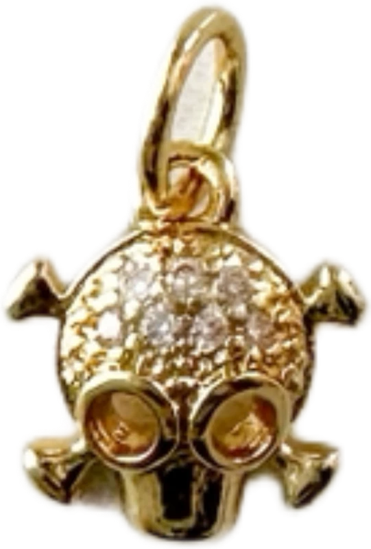 Gold Pave Skull and Crossbones Charm