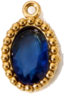 Sapphire Blue Mini Oval Crystal Charm