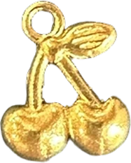 Small brushed gold cherries charm
