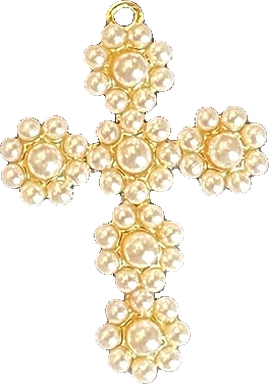 Pearl Flower Cross Charm
