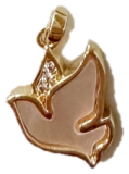 Pink dove charm with gold outline and crystals