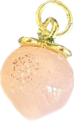 Pink stone peach charm with gold leaf cap