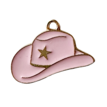 Pink and gold western hat charm with star