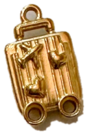 Gold rolling suitcase travel charm