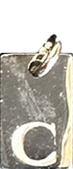 Engraved Initial Tag Charm C in silver