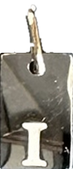 Engraved Initial Tag Charm I in silver