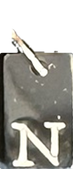 Engraved Initial Tag Charm N in silver