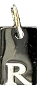 Engraved Initial Tag Charm R in silver