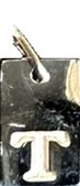 Engraved Initial Tag Charm T in silver