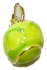Neon green enamel tennis ball charm with gold jump ring