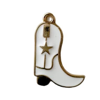 gold plated white wester cowgirl or cowboy boot charm